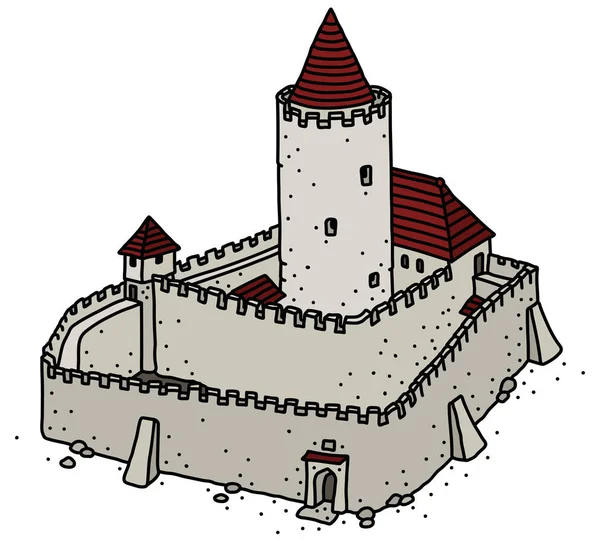 一个古老的哥特式石堡的矢量手绘 — 图库矢量图片