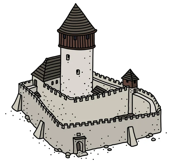 Desenho Vectorizado Mão Antigo Castelo Pedra Gótica —  Vetores de Stock