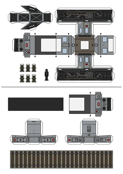 Vektorový Papírový Model Staré Šedé Malé Elektrické Lokomotivy — Stockový vektor