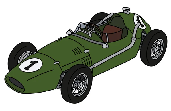 Disegno Mano Auto Corsa Verde Vintage — Vettoriale Stock