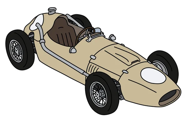 Ручной Рисунок Винтажного Кремового Гоночного Автомобиля — стоковый вектор