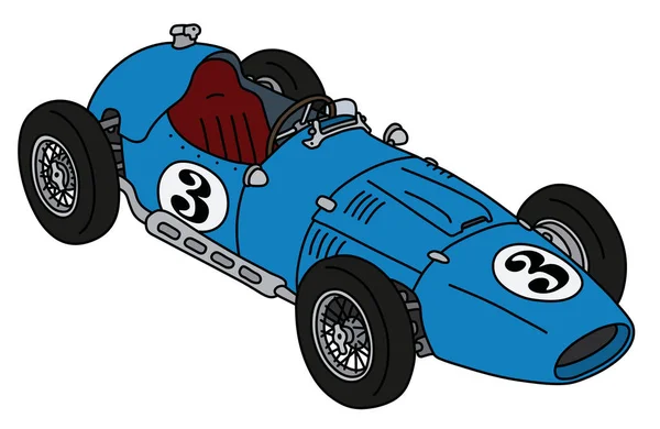 Rysowanie Strony Vintage Niebieski Samochód Wyścigowy — Wektor stockowy