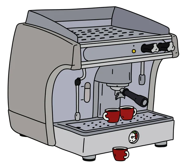 Desenho Mão Vetorizado Uma Máquina Café Expresso Elétrico Cinza Profissional —  Vetores de Stock