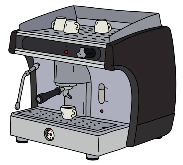 Dessin Main Vectorisé Une Machine Expresso Électrique Noire Professionnelle Avec — Image vectorielle