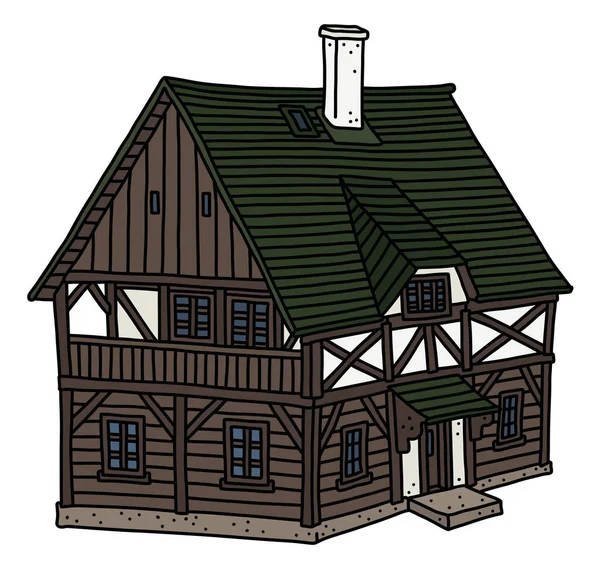 历史上半木结构房屋的矢量手绘 — 图库矢量图片