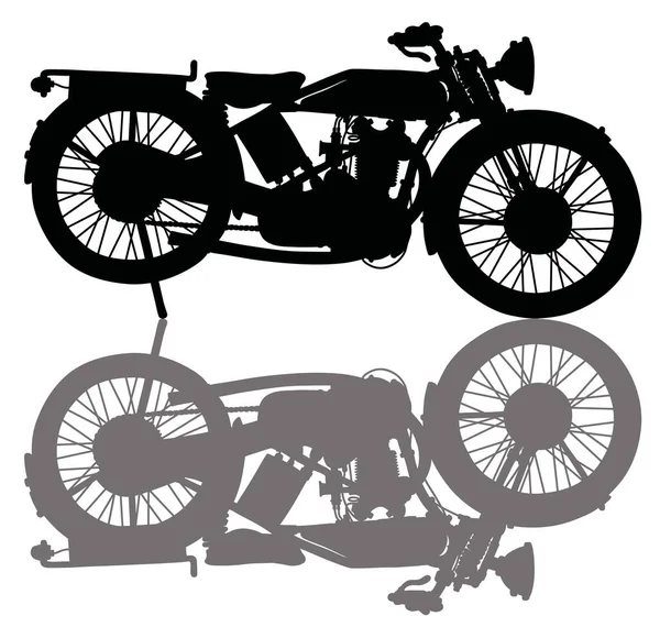 Black Silhouette Vintage Motorcycle — Stock Vector