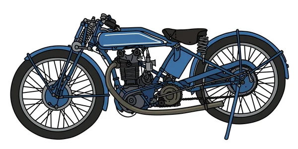 Dibujo Mano Una Motocicleta Azul Vintage — Archivo Imágenes Vectoriales