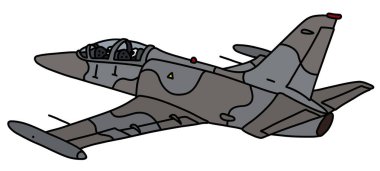 Kamufle edilmiş hafif savaş jet uçağının vektörlü el çizimi.