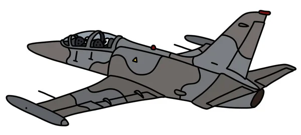カモフラージュされた軽戦闘ジェット機のベクトル化された手描き — ストックベクタ