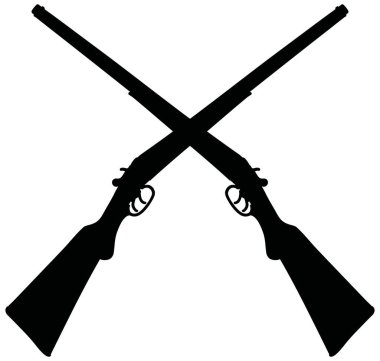 İki klasik çifte namlulu av tüfeğinin siyah siluetleri.