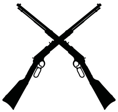 İki klasik Winchester tüfeğinin siyah siluetleri.