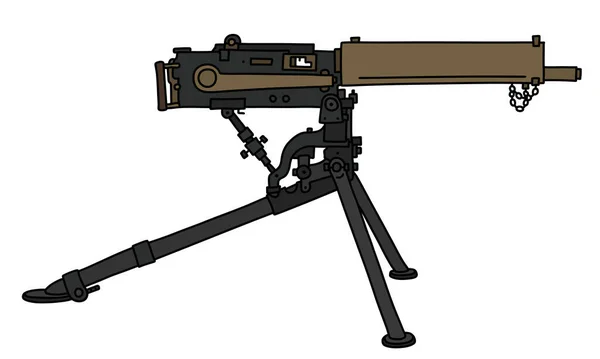 Die Vektorisierte Handzeichnung Einer Historischen Maschinenpistole — Stockvektor