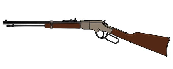 Dibujo Vectorizado Mano Clásico Fusil Repetición Winchester — Vector de stock