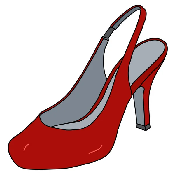 Disegno Mano Vettorializzato Una Scarpa Donna Rossa Sul Tallone Alto — Vettoriale Stock