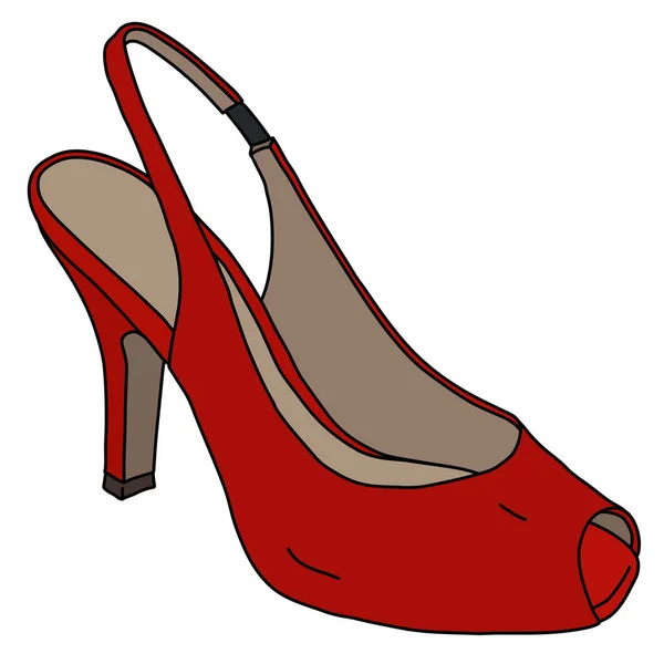 Yüksek Topuklu Kırmızı Kadın Ayakkabısının Vektörlü Çizimi — Stok Vektör