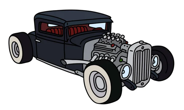 Dibujo Vectorizado Mano Divertido Hotrod Negro — Vector de stock