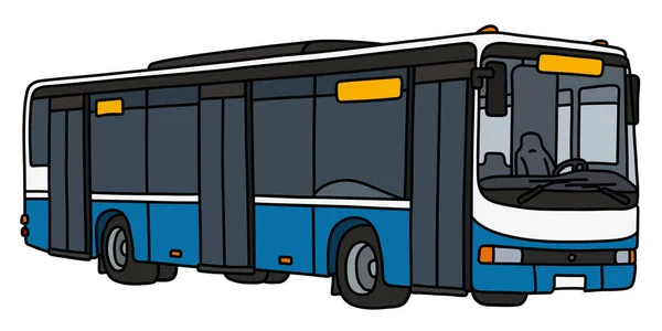 Vektorizované Ruční Kreslení Modrého Bílého Městského Autobusu — Stockový vektor