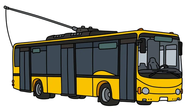Dessin Vectorisé Main Trolleybus Jaune — Image vectorielle