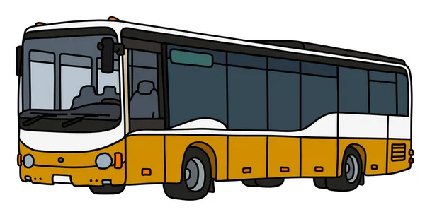 Desenho Mão Vetorizado Ônibus Amarelo Branco — Vetor de Stock