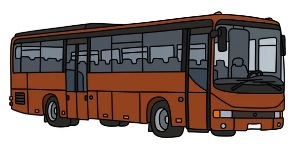 Dibujo Vectorizado Mano Autobús Marrón — Vector de stock
