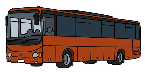 Dibujo Vectorizado Mano Autobús Turístico Marrón — Vector de stock