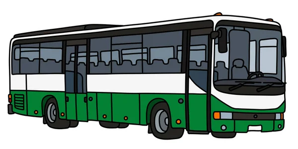 绿色和白色公共汽车的矢量手绘 — 图库矢量图片