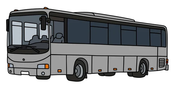 Desenho Mão Vetorizado Ônibus Turístico Cinza — Vetor de Stock