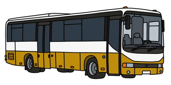 Desenho Mão Vetorizado Ônibus Amarelo Branco — Vetor de Stock