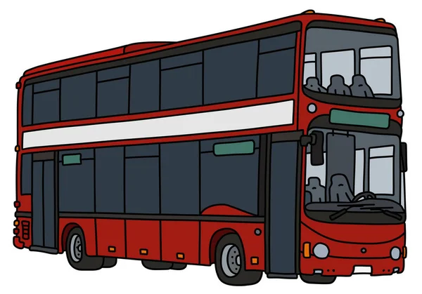Desenho Mão Vetorizado Ônibus Vermelho Dois Andares Cidade —  Vetores de Stock