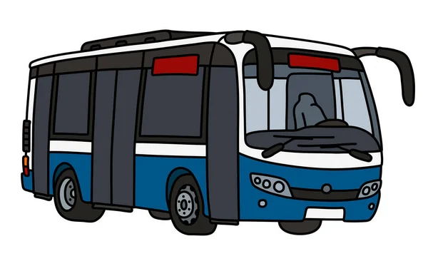 Dessin Vectorisé Main Bus Urbain Bleu Blanc — Image vectorielle