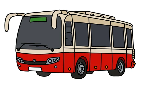 Dessin Vectorisé Main Bus Urbain Rouge Blanc — Image vectorielle