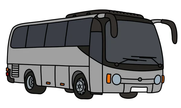 Desenho Mão Vetorizado Ônibus Turístico Cinza — Vetor de Stock