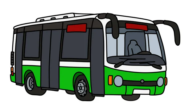 Векторизованный Ручной Рисунок Светло Зеленого Белого Городского Автобуса — стоковый вектор