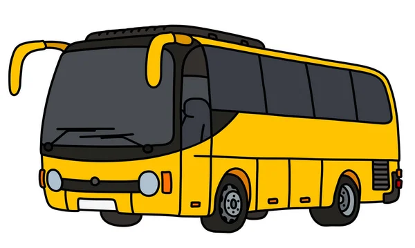 Den Vektoriserade Handritningen Gul Turistbuss — Stock vektor
