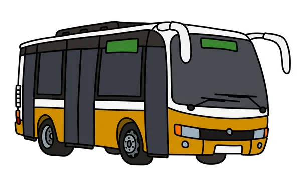 Διανυσματικό Σχέδιο Χέρι Ενός Κίτρινου Και Λευκού Λεωφορείου Της Πόλης — Διανυσματικό Αρχείο