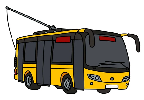 Vektorizované Ruční Kreslení Žlutého Trolejbusu — Stockový vektor