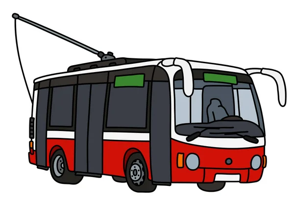 Dessin Vectorisé Main Trolley Bus Rouge Blanc — Image vectorielle