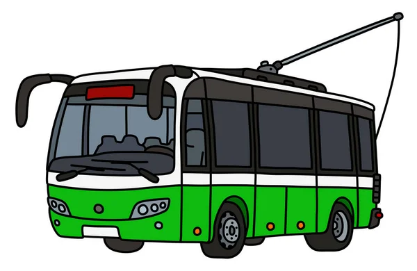 Desenho Mão Vetorizado Ônibus Carrinho Verde Branco Claro — Vetor de Stock