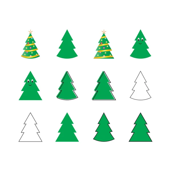 Conjunto Abetos Concepto Navidad Simplemente Vector Ilustración — Vector de stock