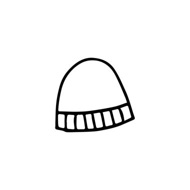 liner örgü şapka simgesi, Noel konsepti, basitçe vektör çizimi