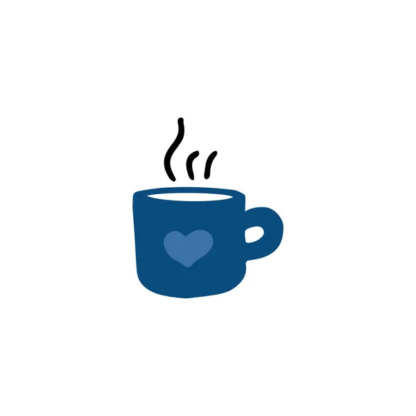 Taza Azul Con Icono Bebida Caliente Concepto Navidad Ilustración Simplemente — Vector de stock