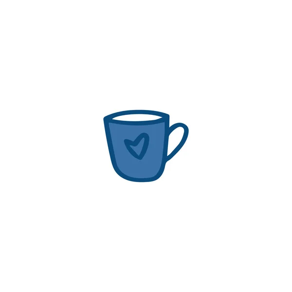 Голубая Чашка Иконой Горячего Напитка Рождественская Концепция Просто Векторная Иллюстрация — стоковый вектор