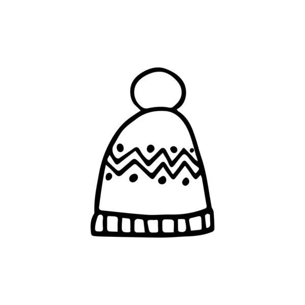 Лайнер Вязаная Шляпа Значок Рождественская Концепция Просто Векторная Иллюстрация — стоковый вектор