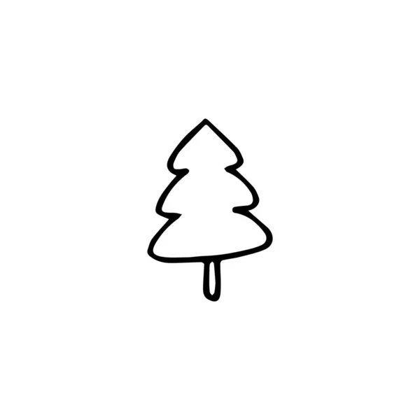 Liner Jodła Drzewo Ikona Koncepcja Bożego Narodzenia Prostu Wektor Ilustracja — Wektor stockowy