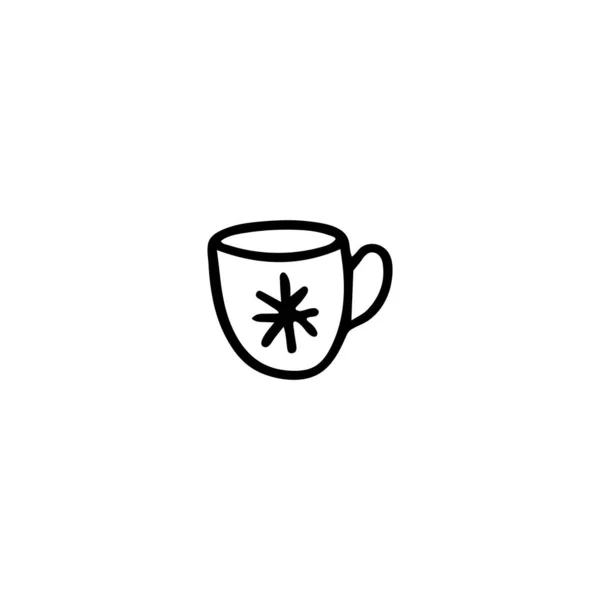 Taza Revestimiento Con Icono Bebida Caliente Concepto Navidad Simplemente Vector — Archivo Imágenes Vectoriales