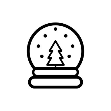 Mavi zemin üzerinde cam küre olan mutlu noel kartı şablonu, basitçe vektör çizimi