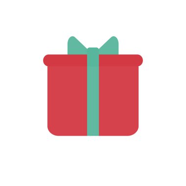 kırmızı hediye kutusu simgesi, Noel konsepti, basitçe vektör illüstrasyonu