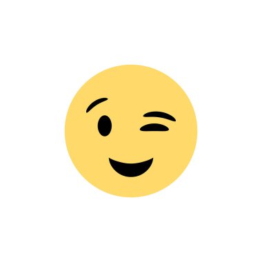 Göz kırpan sosyal medya emojisi, web ve mobil kullanım için beyaz bir arkaplanda izole edilmiş emoticon.