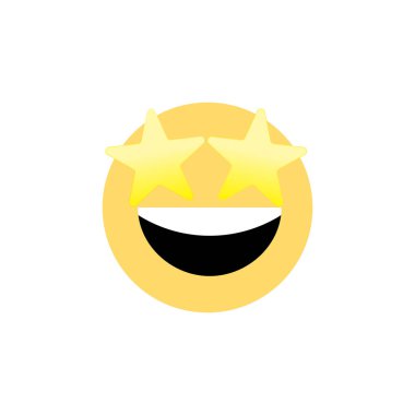 Emoji, yıldız gözlü sarı gülümseme, vektör çizimi.
