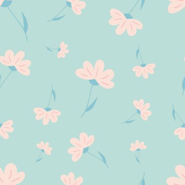 Papatya çiçekleri pürüzsüz desen, basitçe vektör çizimi 